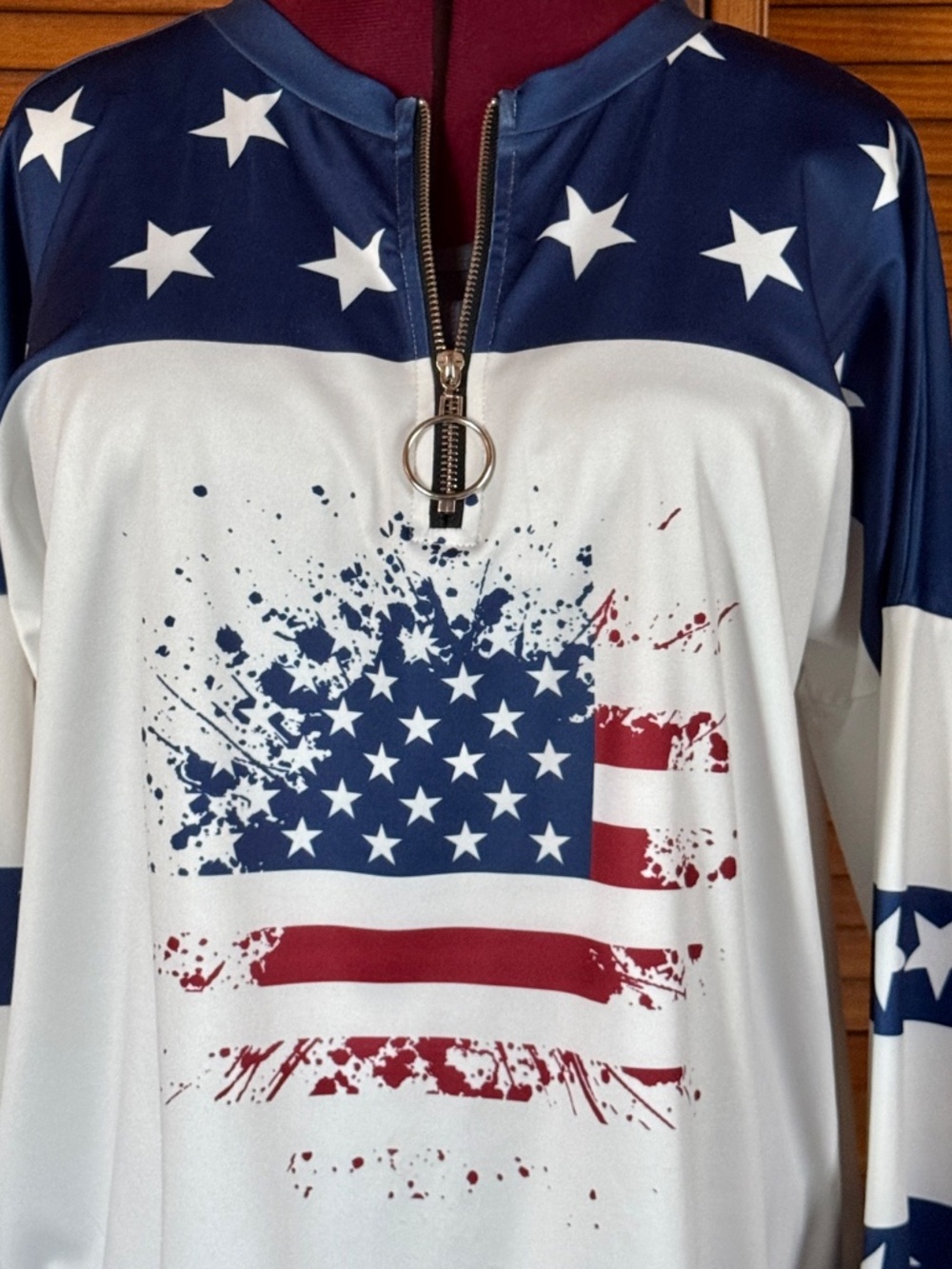Unbranded Women’s ¼ Zip Pullover Top Stars & Stripes XXL - Picture 3 of 12